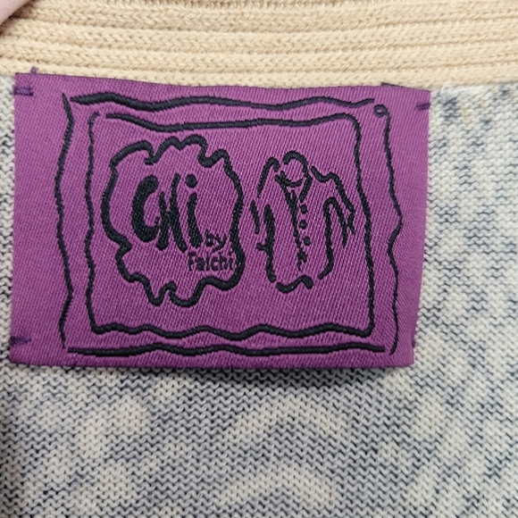 Chi by Falchi Silk Cashmere Blend Printed Sweater Top XL? see measurements - Picture 5 of 10